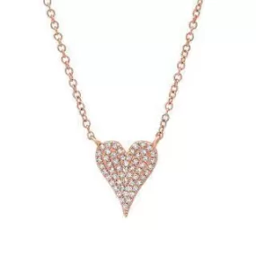 0.11ct 14k Rose Gold Diamond Pave Heart Necklace