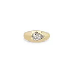 1.01 ctw Champagne Pear Diamond Signet Ring