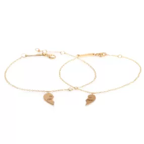 14k Midi Bitty BEST FRIENDS Charm & Diamond Bracelet Set