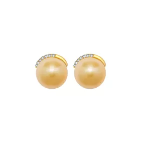 18K Solid Gold South Sea Pearl Earrings KE00032