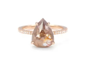 2.86-Carat Rustic Rose Cut Pear Diamond Ring