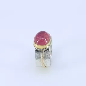 Adele - Pink Tourmaline Silver and Gold Ring