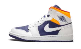 Air Jordan 1 Mid White Laser Orange Deep Royal Blue