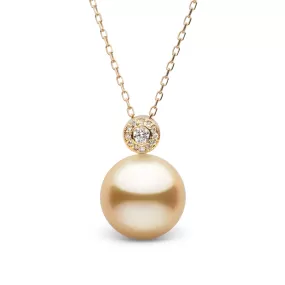 Aura Collection Golden 11.0-12.0 mm South Sea Pearl and Diamond Pendant