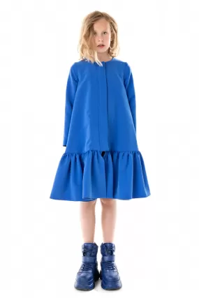 BLUE HEM GATHERED DRESS