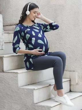 Blue Maternity and Pregnancy Top