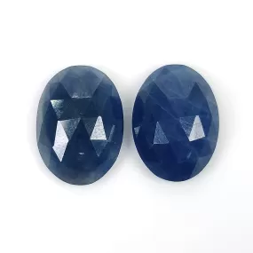 BLUE SAPPHIRE Gemstone Rose Cut : 13.00cts Natural Untreated Unheated Sapphire Oval Shape 14*10mm Pair