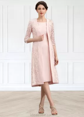 Christine Sheath/Column Scoop Neck Knee-Length Lace Stretch Crepe Mother of the Bride Dress STK126P0014843