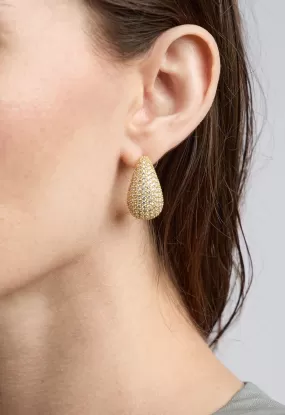 Crystal Pave Gold Droplet Earrings