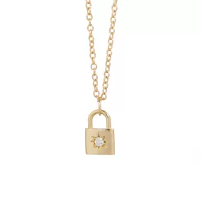 Diamond Padlock Necklace - 14k Yellow Gold