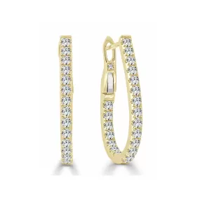 Diamond Pear Shaped Hoop Earrings 3/4"