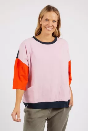 Elm Mazie Colour Block Sweat - Pink, Tangelo & Navy