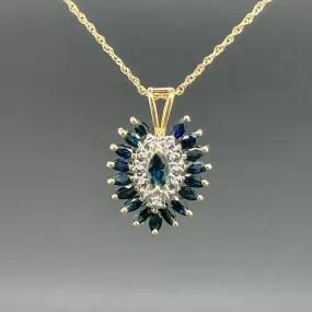 Estate 14K Y Gold 1.84ctw Sapphire & 0.05ctw H/SI2 Diamond Pendant