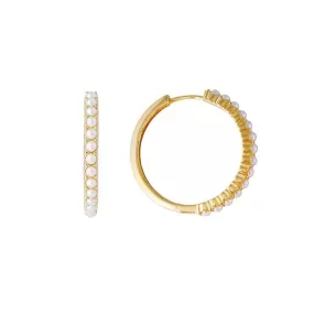 Fairley Slim Crystal Pearl Maxi Hoops