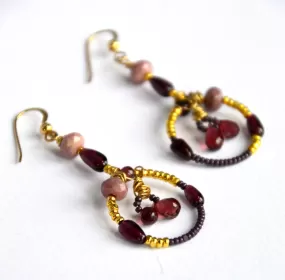 Garnet and Gold Earrings