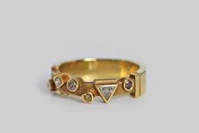 Geometric 1990s Fancy Color Diamond Set Band