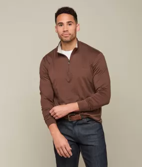 Lucchese Pima Cotton Quarter Zip :: Brown