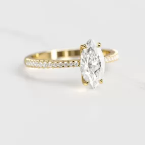 Marquise Half Pave Tapered Diamond Ring