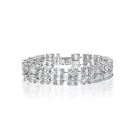 Myla 14 Carats Combined Mixed Shape Diamond Double Row Bracelet in 14k White Gold