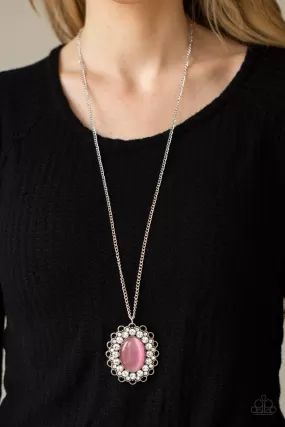 Paparazzi Necklace ~ Oh My Medallion - Pink Cat's Eye Stone Necklace