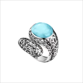 Sahara Blue Topaz Snake Ring in Sterling Silver