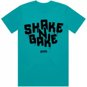 SHAKE N BAKE : Teal Sneaker Tees Shirt (black ink)