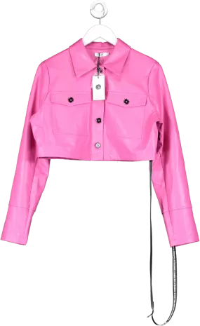 SLA the label Pink Paige Faux Leather Cropped Jacket UK XS