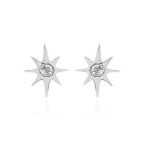 Superfine / Star Studs / Silver   White Topaz