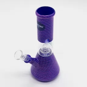 WATERFALL - MINI PERC GLASS BONG - PURPLE PINK CROSSHATCH